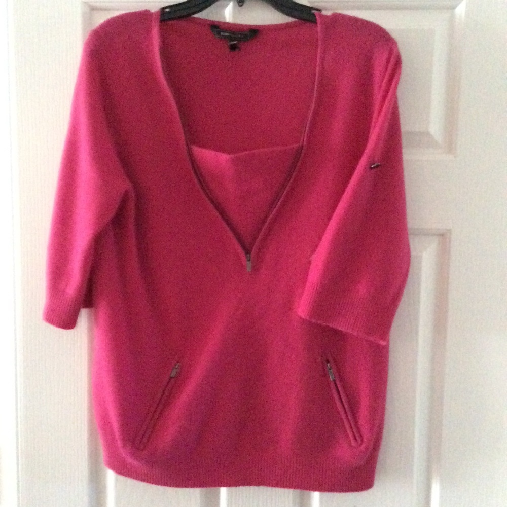 Unique 100% cashmere dark pink sweater